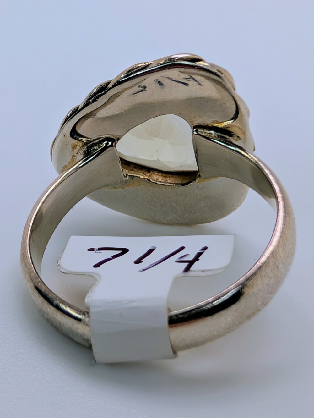 Trillion Cut Lemon Quartz S925 Sterling Silver Gemstone Ring Size 7 1/4 - Picture 4 of 6